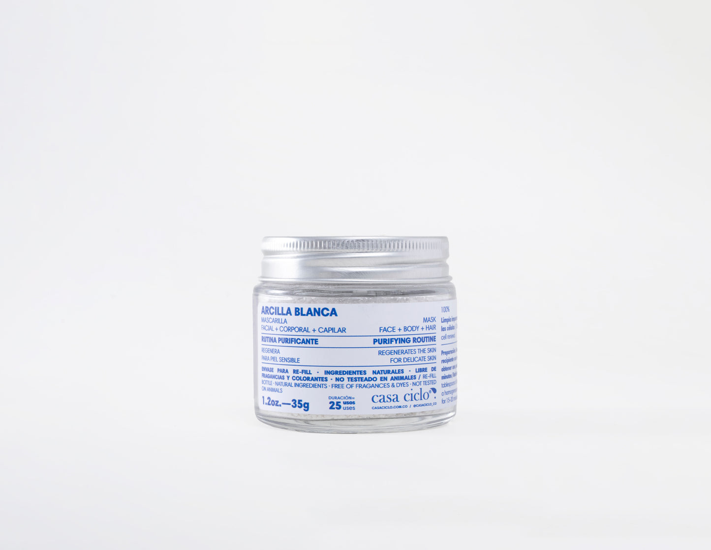 Mascarilla Facial, Corporal y Capilar de Arcilla Blanca 35g