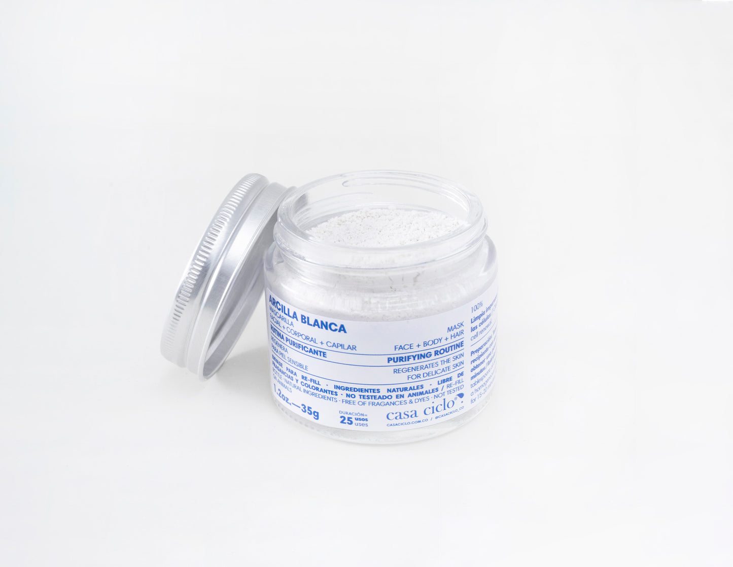 Mascarilla Facial, Corporal y Capilar de Arcilla Blanca 35g