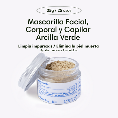 Mascarilla Facial, Corporal y Capilar Arcilla Verde 35g