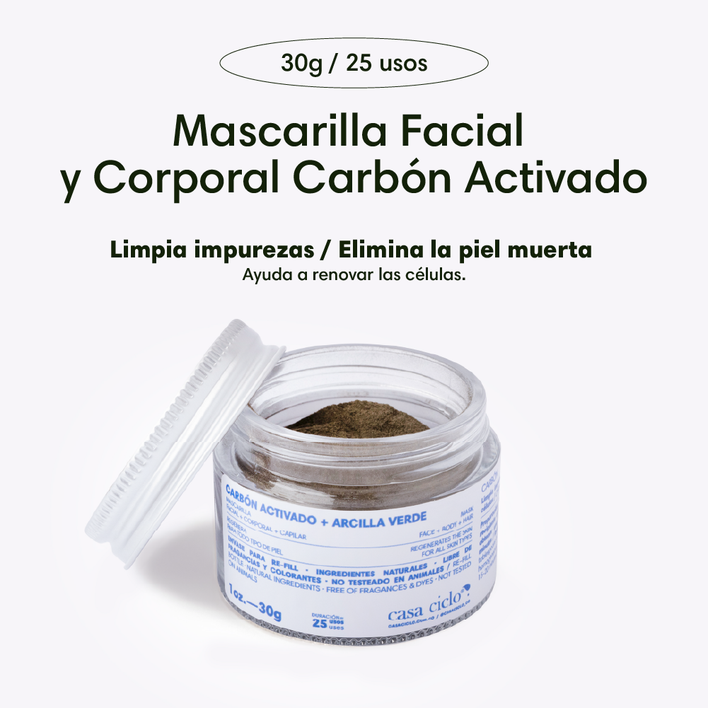 Mascarilla Facial y Corporal Carbón Activado 30g